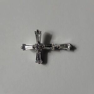 Beautiful Silver Baguette Crystals Cross Pendant